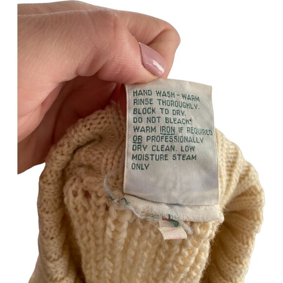 Vintage Hand-Framed Wool Fisherman Sweater Cable Thick Chunky Knit Size M - Picture 6 of 7